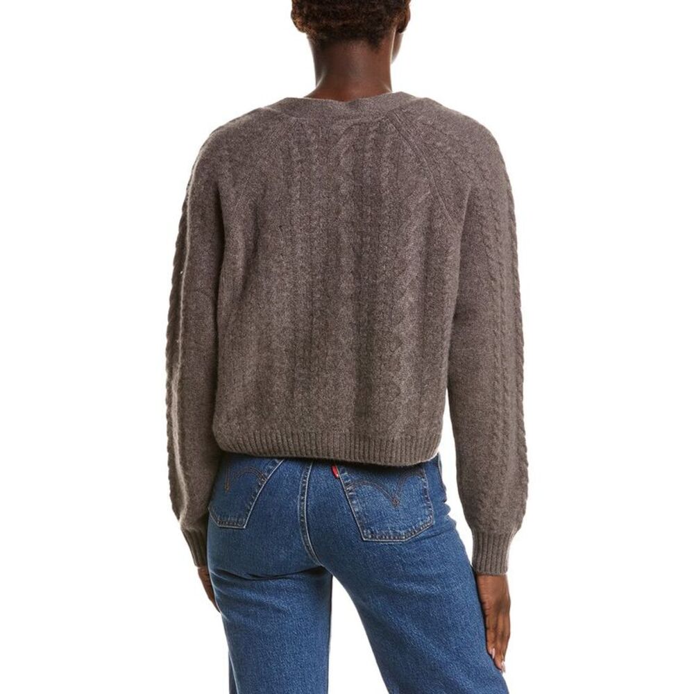 Naadam Womens  Cashmere Airy Cable Cardigan, Brown - Picture 2 of 3